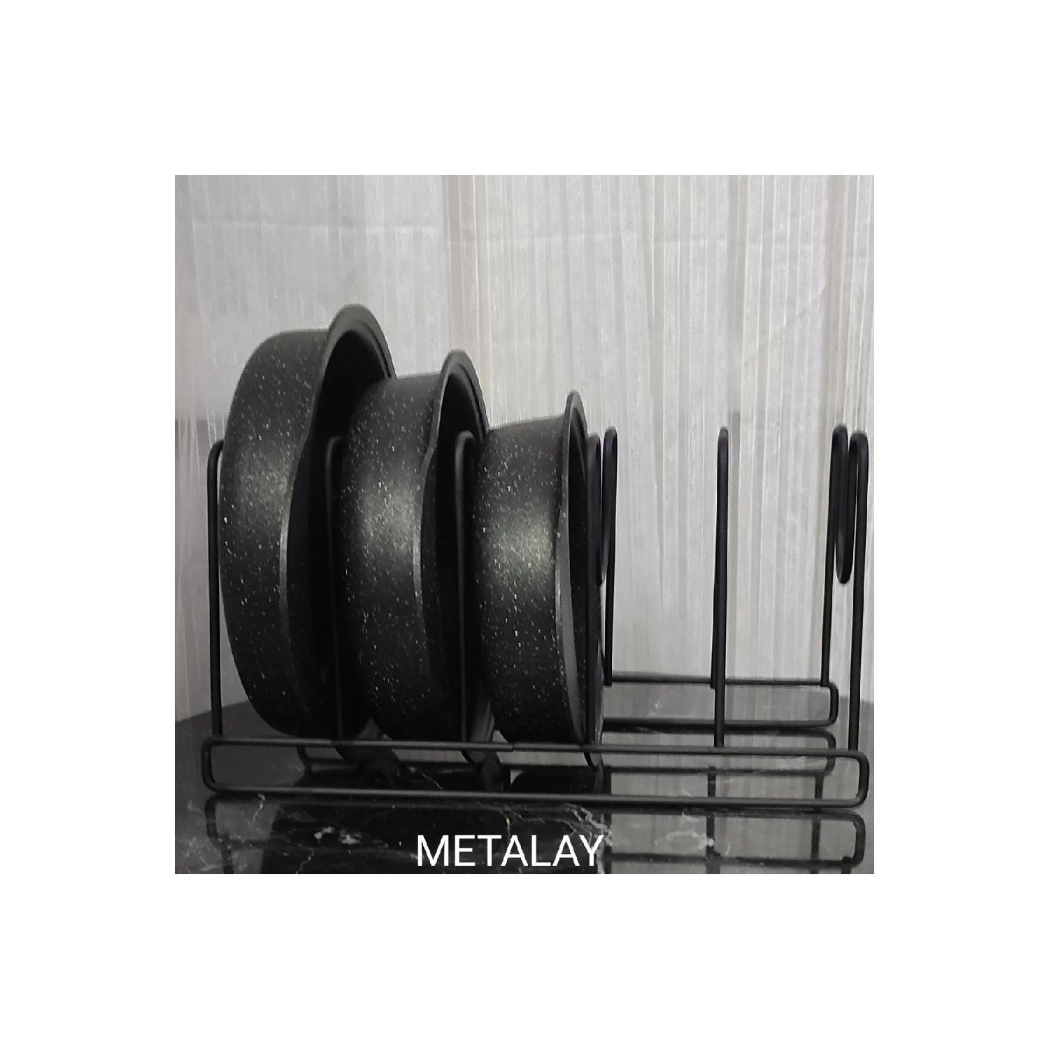 Металлический черный органайзер для кастрюли и крышки кастрюли Органайзер для кастрюли чёрный